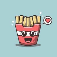 mignonne français frites nourriture vecteur dessin animé illustration