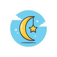 islamique lune et étoile Ramadan vecteur plat illustration