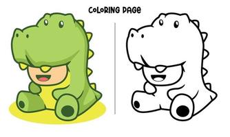 Coloriage de cosplay dinosaure vert vecteur