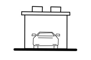 voiture garage esquisser avec blanc Contexte. vecteur illustration.