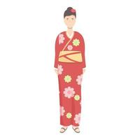 fille kimono icône dessin animé vecteur. asiatique femme vecteur