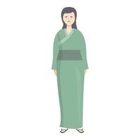 sourire Dame kimono icône dessin animé vecteur. Asie la personne vecteur