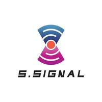 s lettre pour signal Wifi lien logo conception concept sur blanc Contexte vecteur