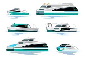 bateau vecteur modèle sur blanc Contexte. traversier, bateau, électrique bateau, transport bateau, dessin animé style. pour infographies, commercial, la toile et Jeu conception.