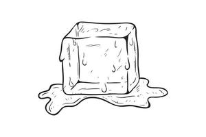 fondu la glace cubes avec main dessin style vecteur