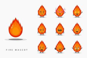 ensemble de mascotte de feu mignon vecteur