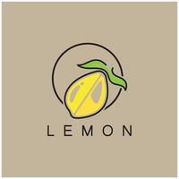 Frais citron fruit logo avec feuilles illustration modèle. logo pour citron jus, citron jardin, fruits magasin, moderne vecteur. vecteur