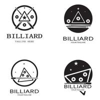 Facile billard logo modèle illustration avec billard des balles et bâtons, conception pour billard cabine, billard affaires, factures compétition, mobile billard jeu, application, badge, billard sport, vecteur