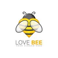 création de logo d & # 39; abeille amoureuse vecteur