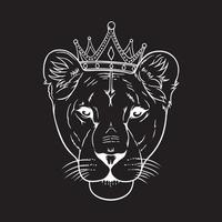 tête de lionne portant couronne, vecteur ligne art illustration