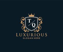 modèle initial de logo de luxe royal de lettre tq dans l'art vectoriel pour le restaurant, la royauté, la boutique, le café, l'hôtel, l'héraldique, les bijoux, la mode et d'autres illustrations vectorielles.