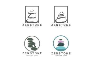 conception de logo de pierre d'équilibre, pierre de thérapie vectorielle, pierre de massage, pierre chaude et zenstone, illustration de marque de produit vecteur