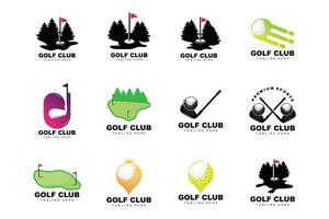 logo de balle de golf, golf de bâton de vecteur. jeu de sports de plein air, conception de discipline, modèle d'icône vecteur