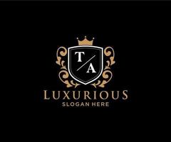 modèle de logo de luxe royal de lettre ta initiale dans l'art vectoriel pour le restaurant, la royauté, la boutique, le café, l'hôtel, l'héraldique, les bijoux, la mode et d'autres illustrations vectorielles.