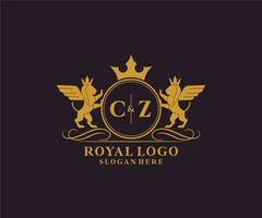 initiale cz lettre Lion Royal luxe héraldique, crête logo modèle dans vecteur art pour restaurant, royalties, boutique, café, hôtel, héraldique, bijoux, mode et autre vecteur illustration.