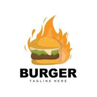 Burger logo, pain vecteur, Viande et légume, vite nourriture conception, Burger magasin et produit marque icône illustration vecteur