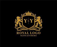 modèle de logo de luxe royal lion lettre initiale yy dans l'art vectoriel pour le restaurant, la royauté, la boutique, le café, l'hôtel, l'héraldique, les bijoux, la mode et d'autres illustrations vectorielles.