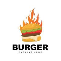 Burger logo, pain vecteur, Viande et légume, vite nourriture conception, Burger magasin et produit marque icône illustration vecteur