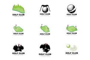 logo de balle de golf, golf de bâton de vecteur. jeu de sports de plein air, conception de discipline, modèle d'icône vecteur