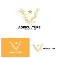 riz logo, agriculture conception, vecteur blé riz icône modèle illustration