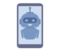 chatbot sur téléphone intelligent écran icône. artificiel intelligence robot assistant. en ligne client soutien. vecteur plat illustration