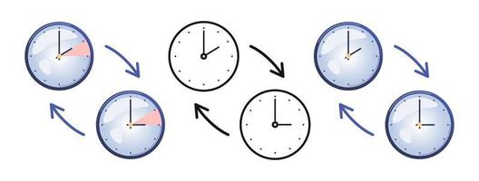 changement l'horloge icône ensemble. tournant à hiver ou été temps vecteur