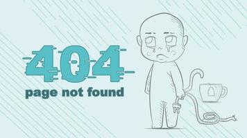 Erreur 404 page ne pas a trouvé peu homme chibi contour dessin en portant une cassé câble illustration pour conception conception vecteur