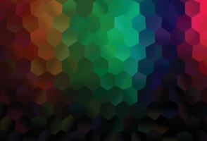 fond de vecteur arc-en-ciel multicolore foncé avec des hexagones.