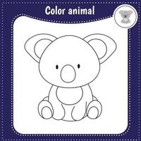 mignonne dessin animé animal - coloration page pour enfants. éducatif Jeu pour enfants. vecteur illustration. Couleur koala