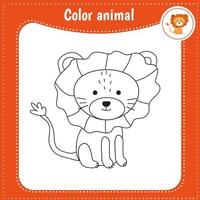 mignonne dessin animé animal - coloration page pour enfants. éducatif Jeu pour enfants. vecteur illustration. Couleur Lion
