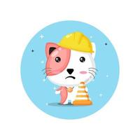 mascotte de chat mignon travaille dans la construction vecteur