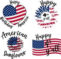 Amérique patriotique conception. 4e de juillet patriotique symboles tournesol . indépendance journée symbole avec nous drapeau. vecteur