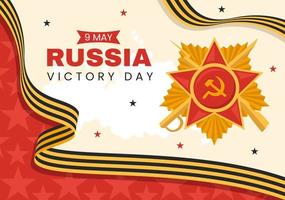 russe la victoire journée sur mai 9 illustration avec médaille étoile de le héros et génial patriotique guerre dans plat dessin animé main tiré pour atterrissage page modèles vecteur