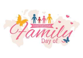 international journée de famille illustration avec enfants, père et mère pour la toile bannière ou atterrissage page dans plat dessin animé main tiré modèles vecteur
