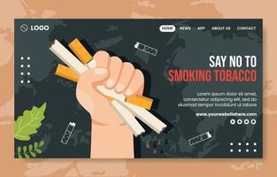 monde non le tabac journée social médias atterrissage page plat dessin animé main tiré modèle illustration vecteur