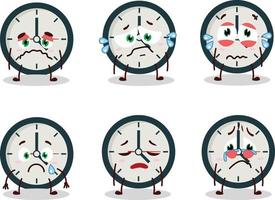 l'horloge dessin animé dans personnage avec triste expression vecteur