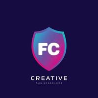 fc initiale logo avec coloré modèle vecteur. vecteur