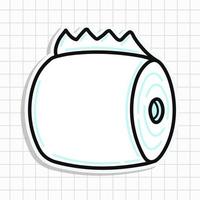 mignonne toilette papier autocollant. vecteur main tiré dessin animé kawaii personnage illustration icône. isolé sur bleu Contexte. toilette papier personnage concept
