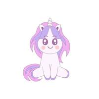 mignonne Licorne anime style vecteur