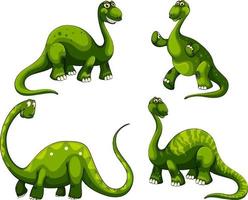 ensemble de personnage de dessin animé de dinosaures sauropodes vecteur