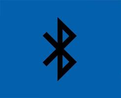 Bluetooth icône logo Logiciel téléphone symbole noir conception mobile vecteur illustration avec bleu Contexte