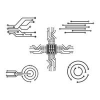 circuit imprimé ligne, cpu, puce icône logo illustration vecteur