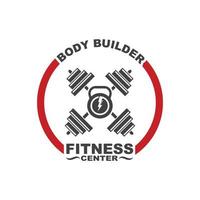 bodybuilder aptitude Gym icône logo badge vecteur illustration conception