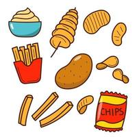 ensemble de Patate nourriture des produits vecteur illustration dans dessiné à la main style