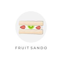 fruit Sando Facile illustration logo avec kiwi et fraise remplissage vecteur