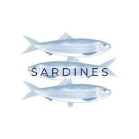 Facile sardine poisson vecteur illustration logo dans bleu Couleur