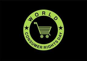 monde consommateur droits journée vecteur illustration avec achats Chariot icône isolé sur noir Contexte.
