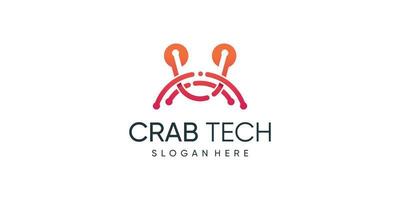 Crabe technologie logo conception avec Créatif ligne art idée vecteur