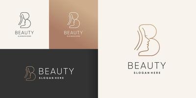 femme beauté logo conception avec lettre b concept idée vecteur