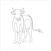 vache dans continu ligne art dessin style. continu ligne dessin de bétail. vache dans abstrait et minimaliste linéaire icône. vecteur illustration